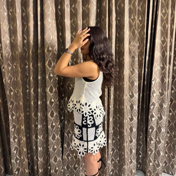 Sheer Crochet Skirt Set