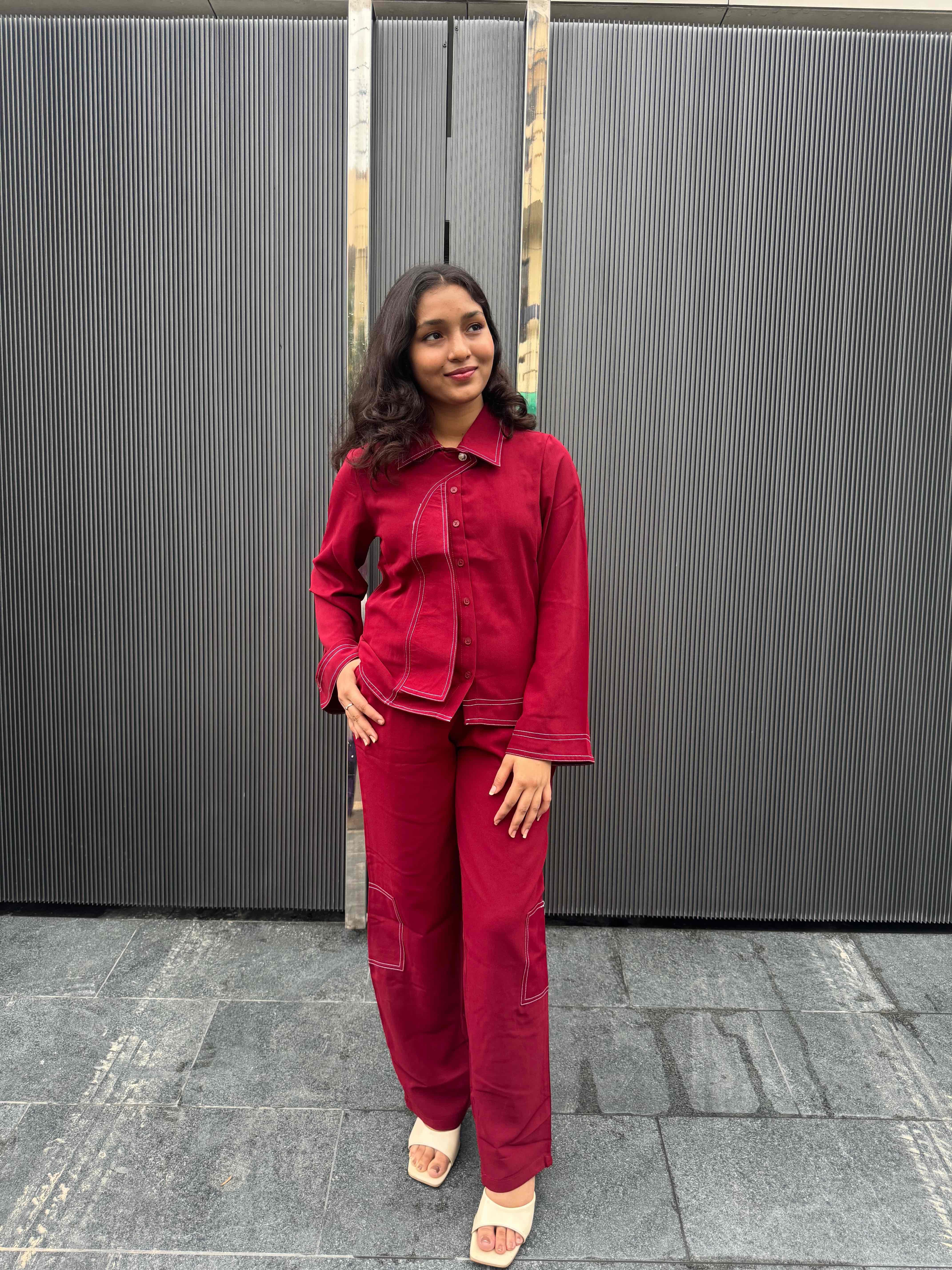 Faux Denim asymmetrical Co-Ord