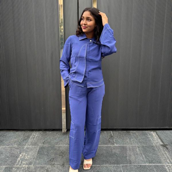 Faux Denim asymmetrical Co-Ord