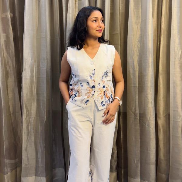Floral Printed Vest set